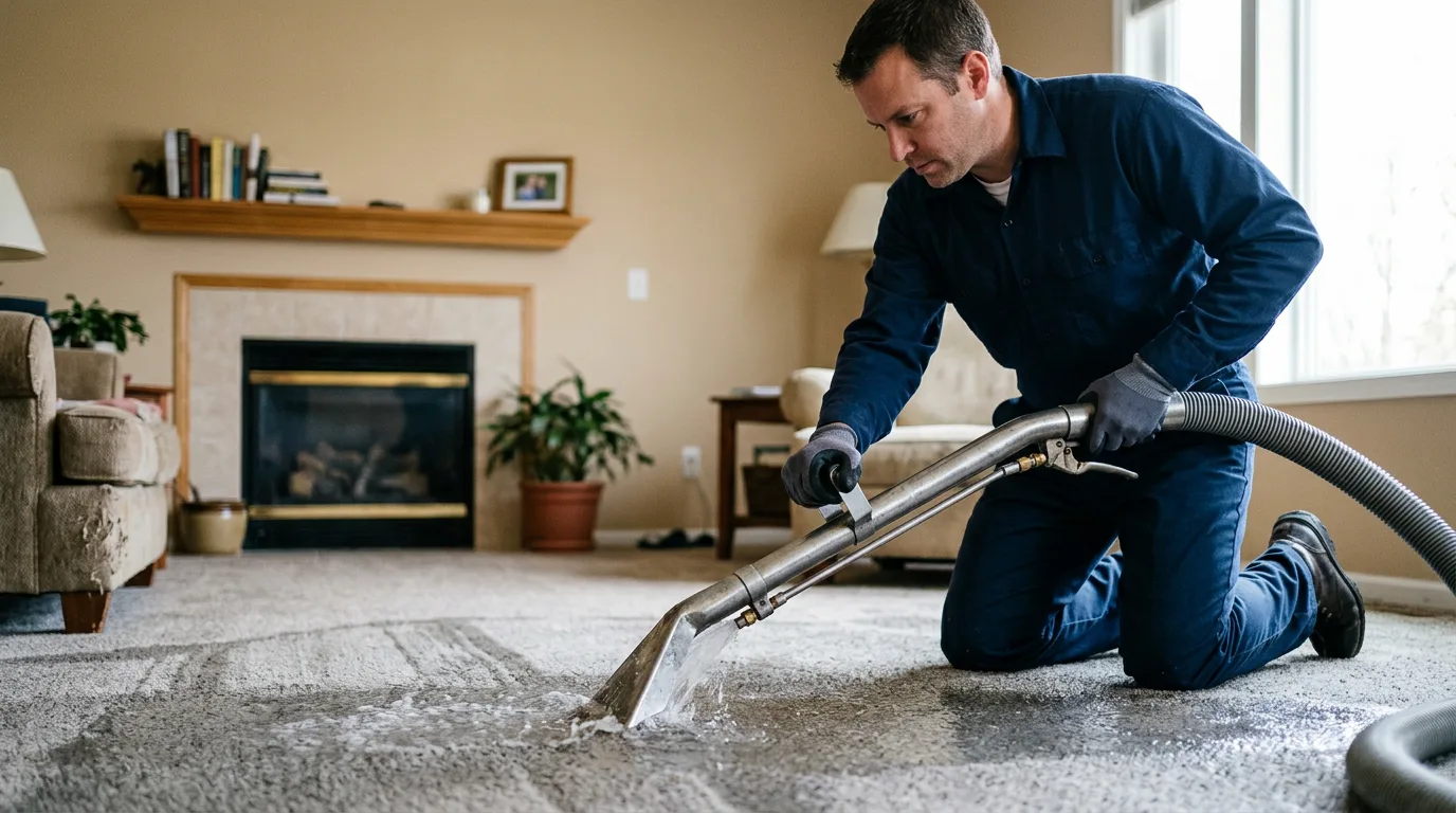 Water damage restoration technician working near Forked River, NJ